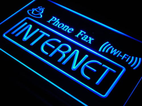 Internet Cafe Wi-Fi Phone Fax Neon Light Sign